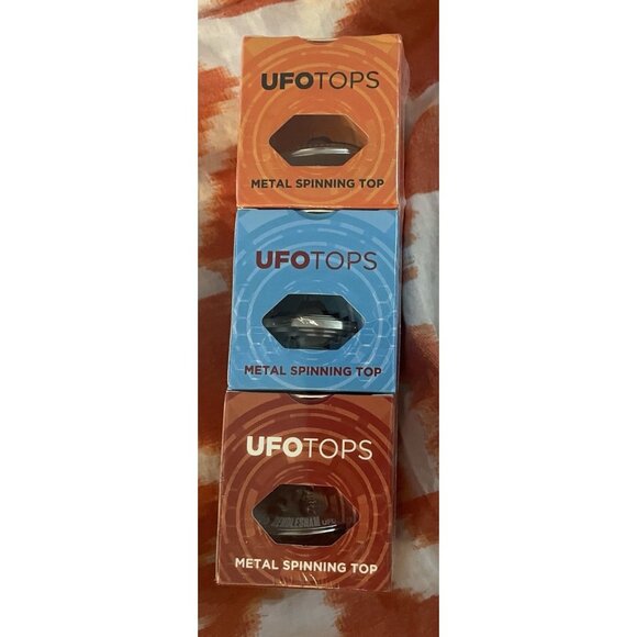 UFO Tops Metal Spinning Tops Andromeda Series Collector 3-Pack Cosmic Silver NEW - Picture 6 of 6